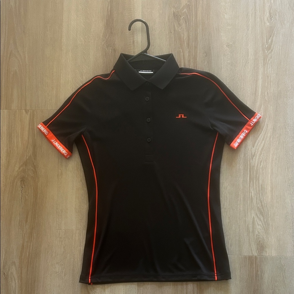J.Lindeberg Black Polo with Orange Details